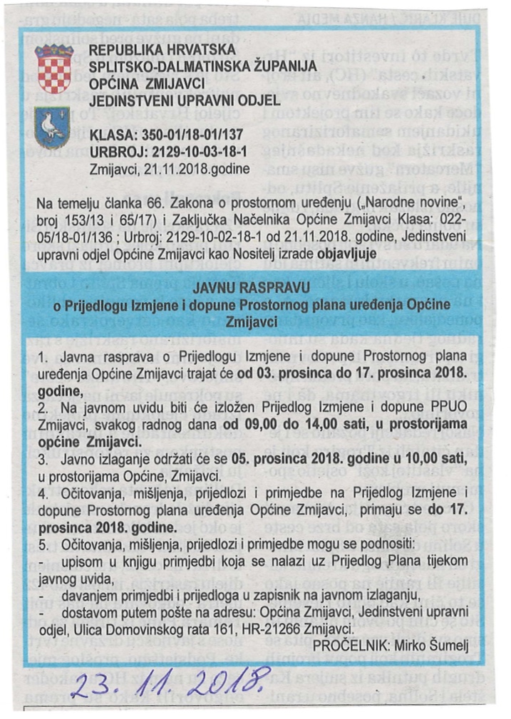 Rasprava o prijedlogu Izmjena i dopuna prostornog plana uređenja Općine Zmijavci